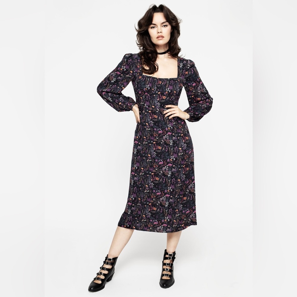 NWT Disturbia Heliotrope Floral Print Midi Dress US 2 / UK 6